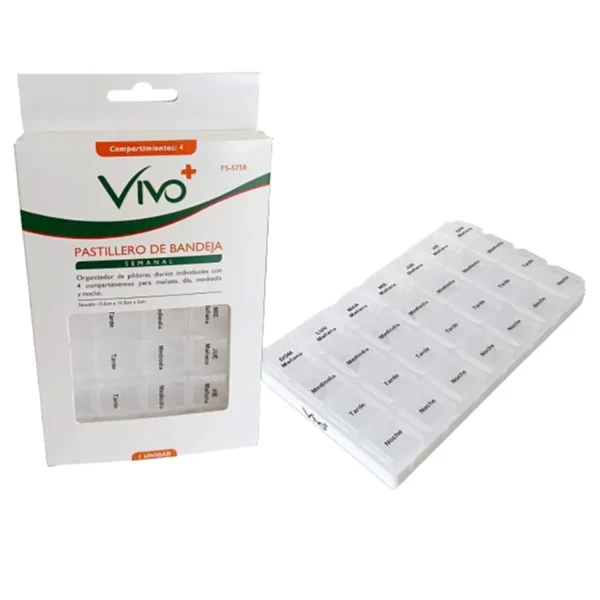 Pastillero Vivo+ Semanal Bandeja 4 Compartimentos Pastillero Vivo+ Semanal Bandeja 4 Compartimentos