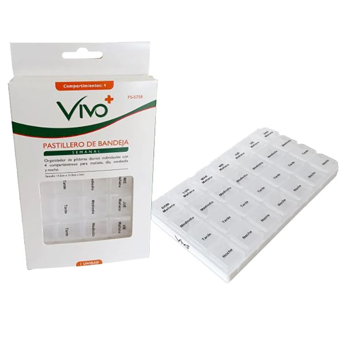 Pastillero Vivo+ Semanal Bandeja 4 Compartimentos