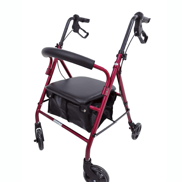 Caminador Rollator en Aluminio color rojo