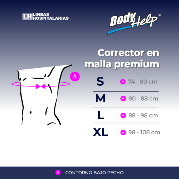 Tabla de medidas, Corrector en malla premium