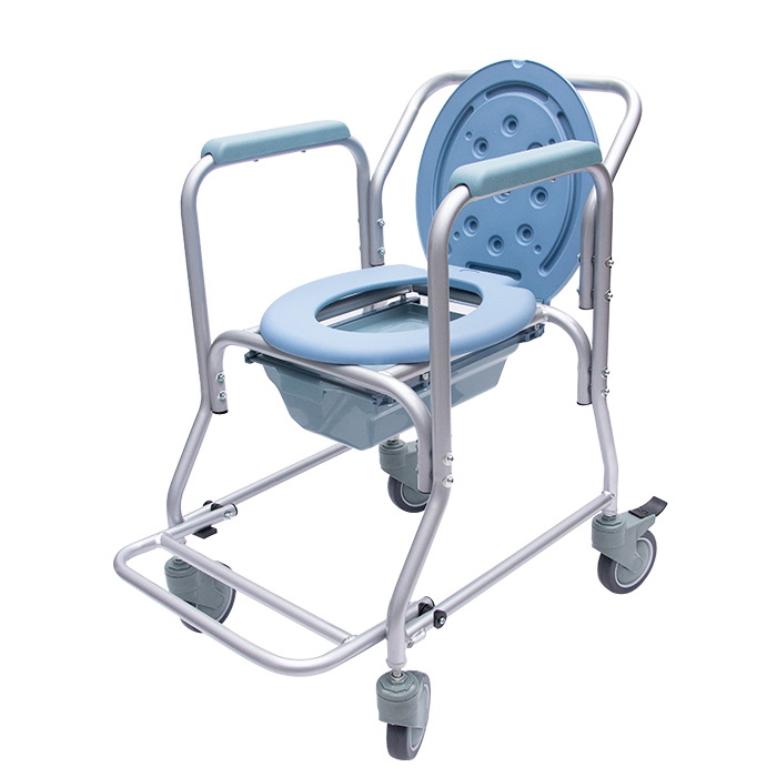 Cómodo Sanitario de Aluminio con Ruedas y Reposapiés
