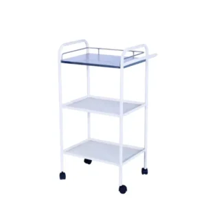 Mesa de Curaciones Pintada de Tres Bandejas con Bandeja Superior Inoxidable