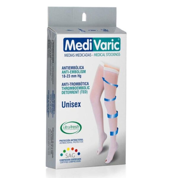 Unisex Muslo Antiembólica Blanco Medivaric