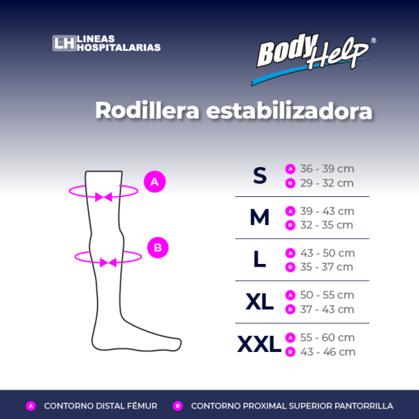 Tabla de medidas, Rodillera estabilizadora