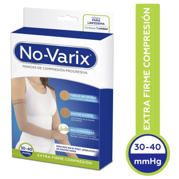 Manga Linfedema Novarix Unisex 30-40 MMHG Sencilla Banda Siliconada