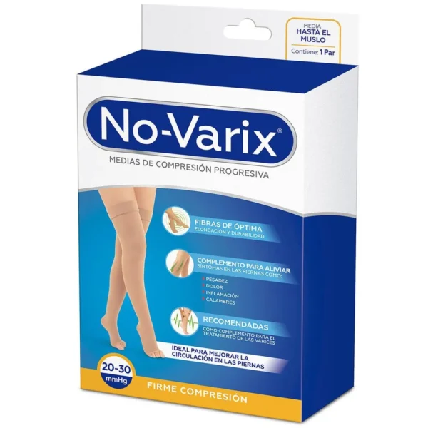 Media Al Muslo Novarix 20-30 MMHG Opaca Puntera Abierta Beige