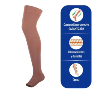 Media Al Muslo Novarix 20-30 MMHG Opaca Puntera Abierta Beige