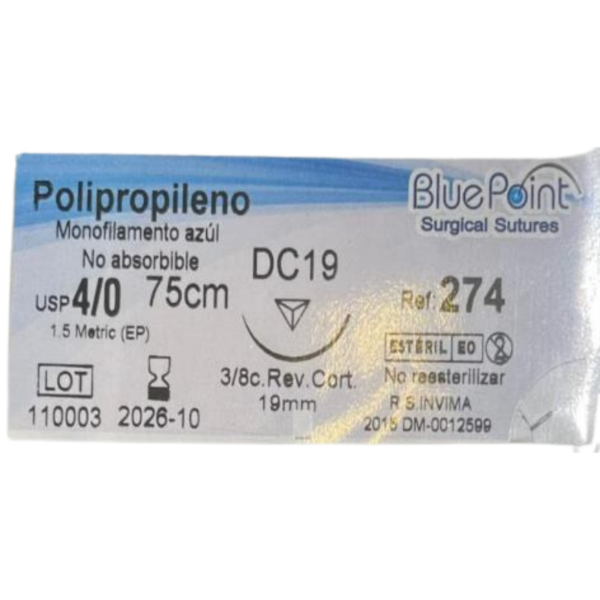 Sutura de Polipropileno Azul Monofilamento
