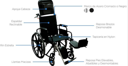 Silla De Ruedas Reclinable En Acero Cromado